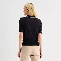 Liz Claiborne Womens Short Sleeve Polo Sweater