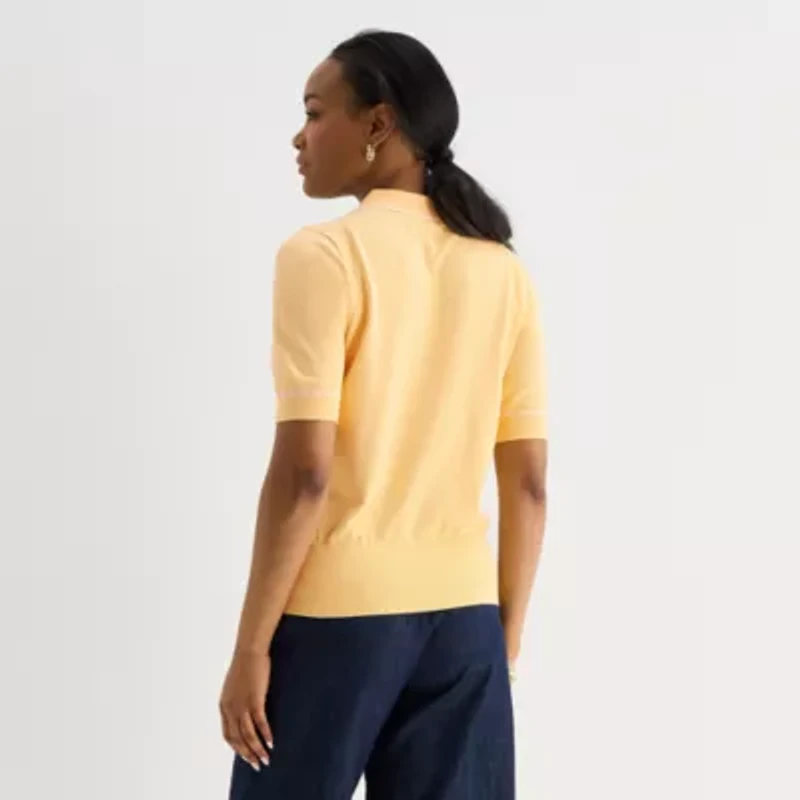 Liz Claiborne Womens Short Sleeve Polo Sweater
