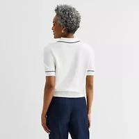 Liz Claiborne Womens Short Sleeve Polo Sweater