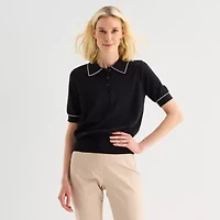 Liz Claiborne Womens Short Sleeve Polo Sweater