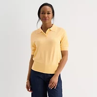 Liz Claiborne Womens Short Sleeve Polo Sweater