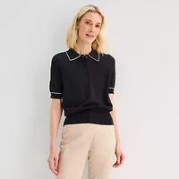 Liz Claiborne Womens Short Sleeve Polo Sweater