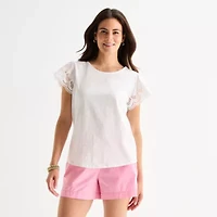 St. John's Bay Womens Crew Neck Short Sleeve Blouse