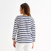 St. John's Bay Womens Crew Neck 3/4 Sleeve Blouse