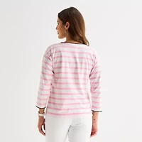 St. John's Bay Womens Crew Neck 3/4 Sleeve Blouse