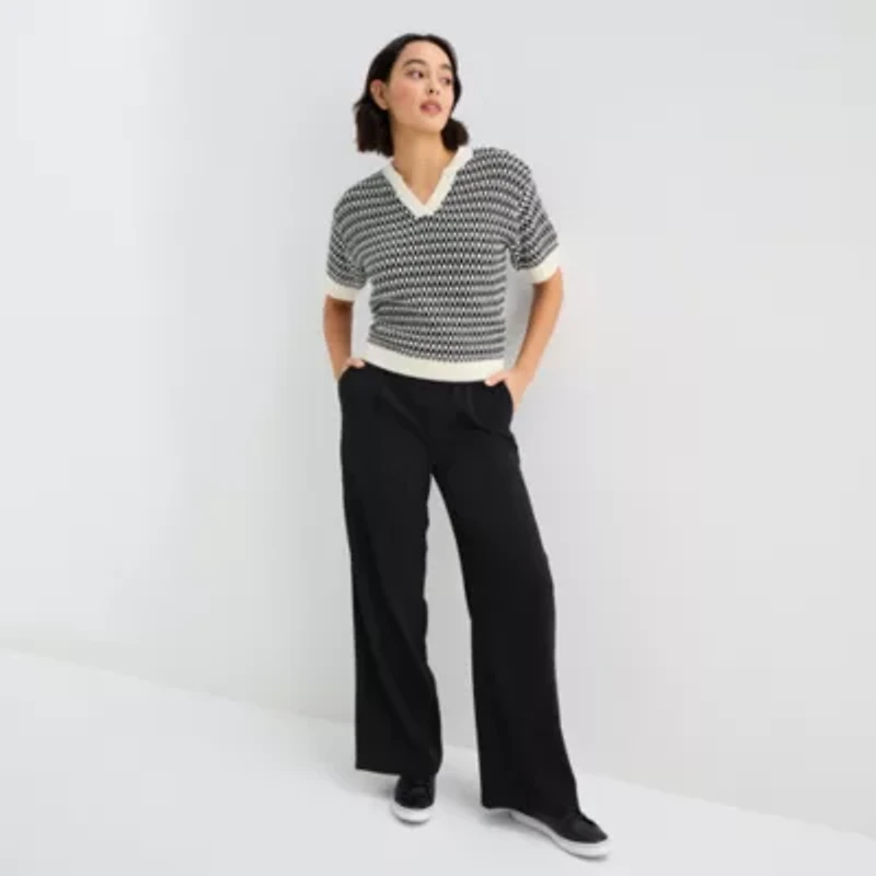 Stylus Womens Wide Leg Mid Rise Lounge Pant