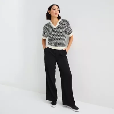 Stylus Womens Wide Leg Mid Rise Lounge Pant