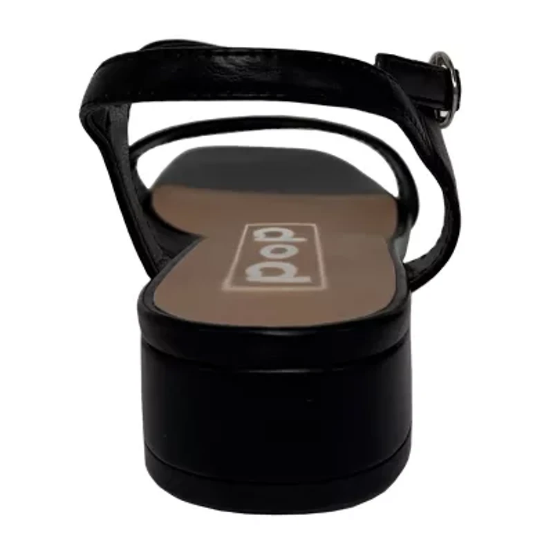 Pop Blaira Womens Square Open Toe Flat Heel Pumps