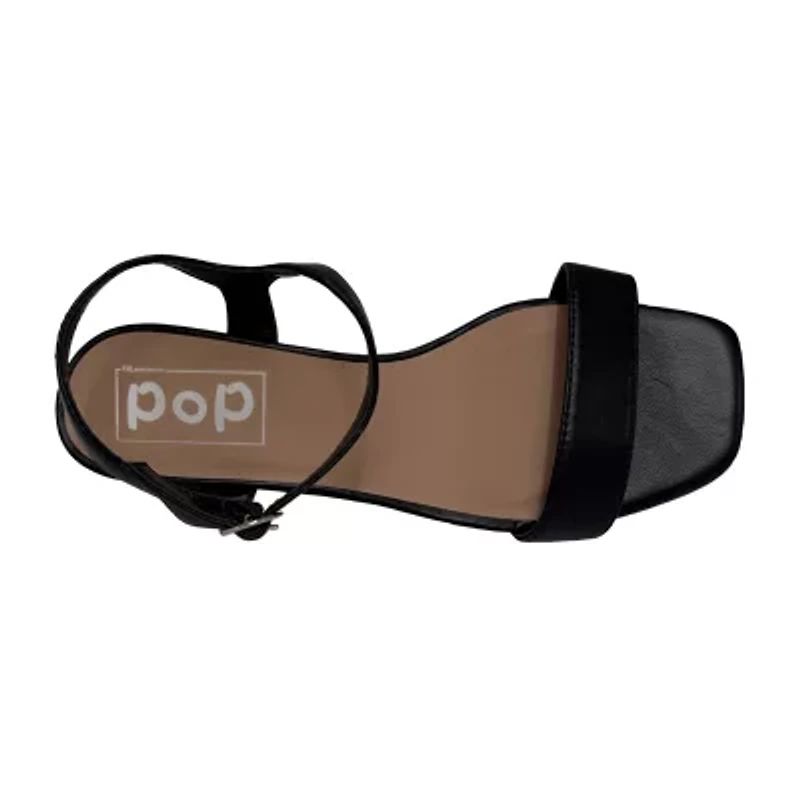 Pop Blaira Womens Square Open Toe Flat Heel Pumps