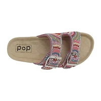 Pop Gemi Womens Adjustable Strap Footbed Sandals