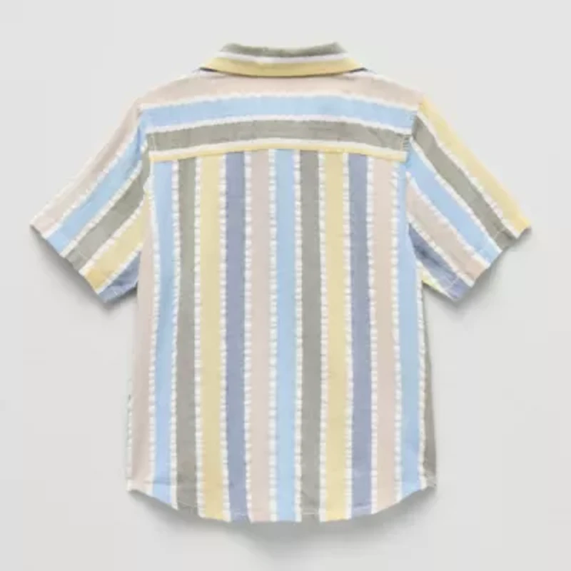 Okie Dokie Toddler Boys Easy-on + Easy-off Short Sleeve Button-Down Shirt