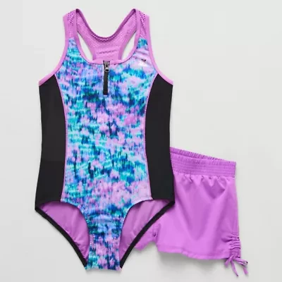 ZeroXposur Big Kid Girls Tie Dye Sleeveless One Piece Swimsuit