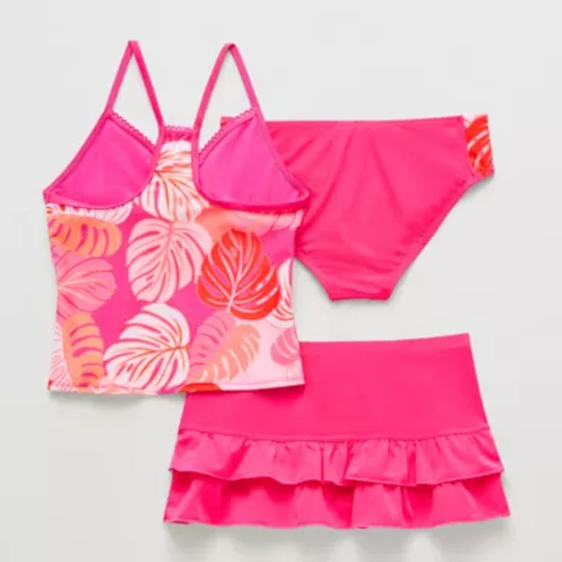 ZeroXposur Little & Big Kid Girls Leaf 3-pc. Tankini Set