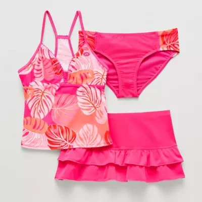 ZeroXposur Little & Big Kid Girls Leaf 3-pc. Tankini Set