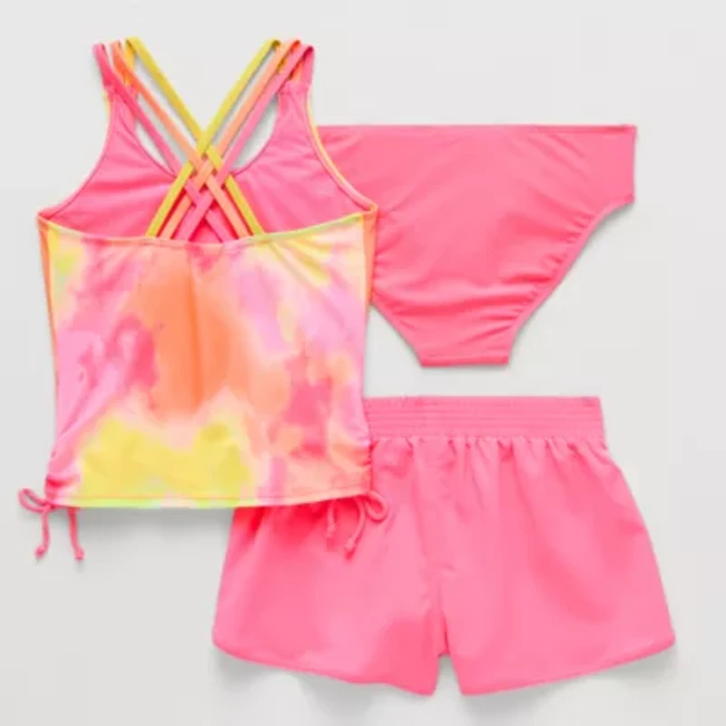 ZeroXposur Big Kid Girls Tie Dye 3-pc. Tankini Set