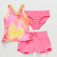 ZeroXposur Big Kid Girls Tie Dye 3-pc. Tankini Set