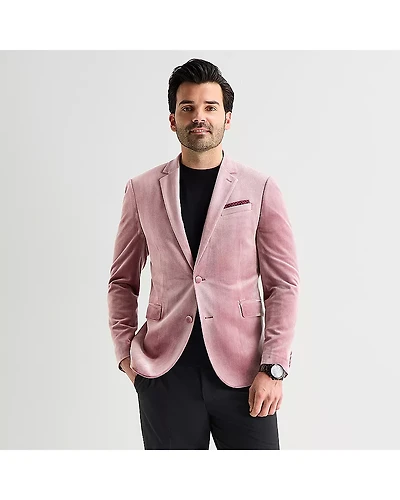 J. Ferrar Mens Slim Fit Velvet Sport Coat