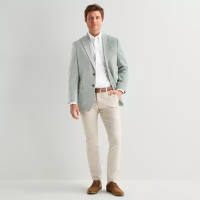 Stafford Linen Cotton Blend Mens Regular Fit Sport Coat
