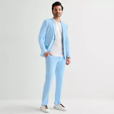 J. Ferrar Mens Stretch Fabric Slim Fit Flat Front Suit Pant