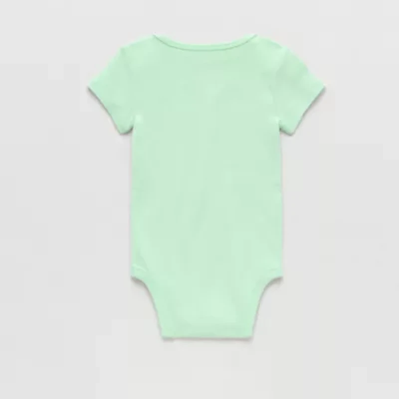 Okie Dokie Baby Boys Round Neck Short Sleeve Rib Bodysuit