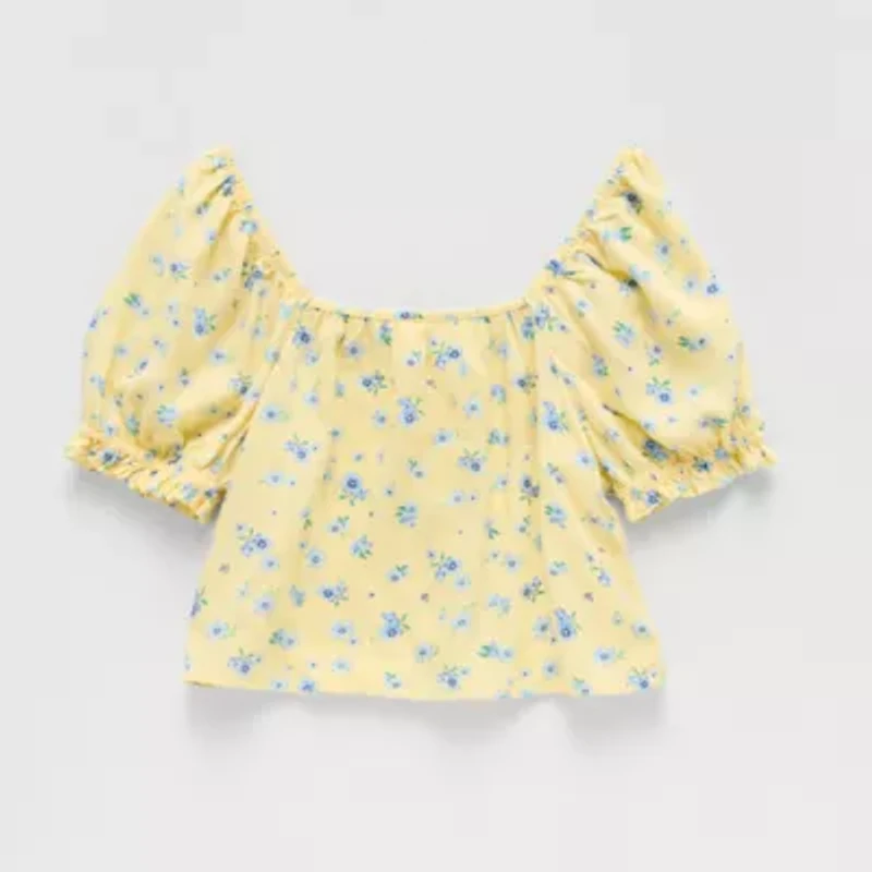 Thereabouts Little & Big Kid Girls Square Neck Short Sleeve Blouse