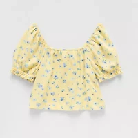 Thereabouts Little & Big Kid Girls Square Neck Short Sleeve Blouse