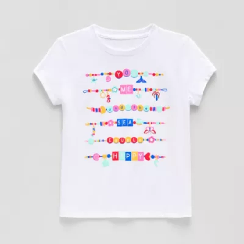 Thereabouts Little & Big Kid Girls Crew Neck Short Sleeve Classic Fit Graphic T-Shirt