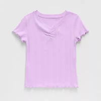 Thereabouts Little & Big Kid Girls V Neck Short Sleeve T-Shirt