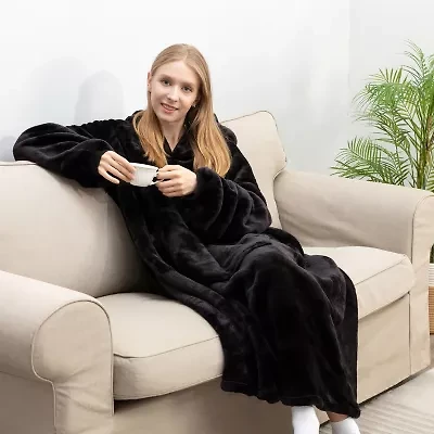 Sweet Home Collection Oversized Wearable Adult Blanket With Sleeves And Hood
