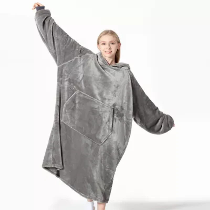Sweet Home Collection Oversized Wearable Adult Blanket With Sleeves And Hood