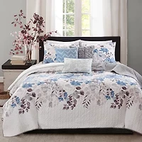 Madison Park Raven 6-Pc Printed Quilt Set With Throw Pillows