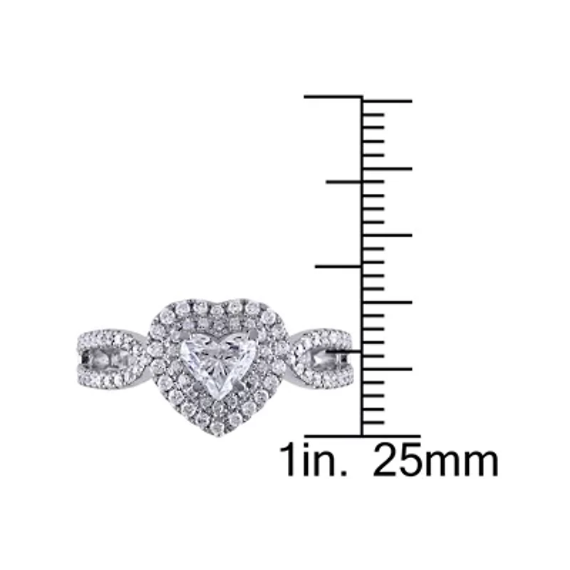 1 CT.T.W. Natural Diamond 14K White Gold Openwork Heart Ring