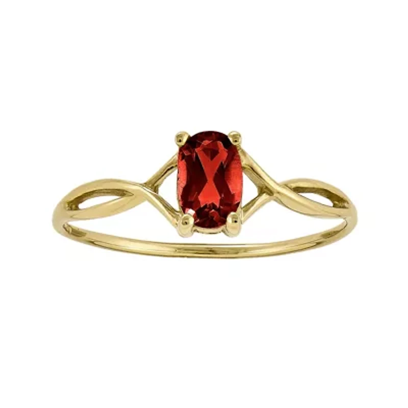 Genuine Red Garnet 14K Yellow Gold Ring