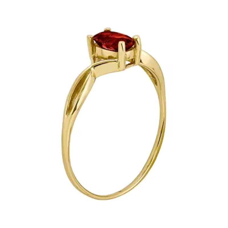 Genuine Red Garnet 14K Yellow Gold Ring