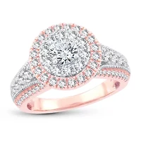 Womens 1 1/2 CT. T.W. Natural White Diamond 10K Gold Rose Round Engagement Ring