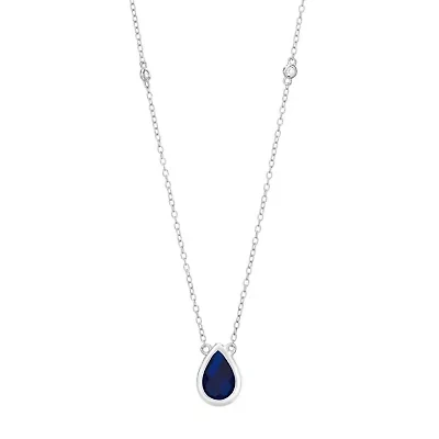 Womens Lab Created Blue Sapphire Sterling Silver 18 Inch Pendant Necklace