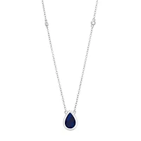 Womens Lab Created Blue Sapphire Sterling Silver 18 Inch Pendant Necklace
