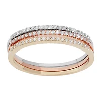 Womens 1/3 CT. T.W. Natural White Diamond 10K Tri-Color Gold Ring Set