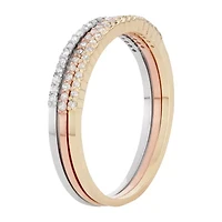 Womens 1/3 CT. T.W. Natural White Diamond 10K Tri-Color Gold Ring Set