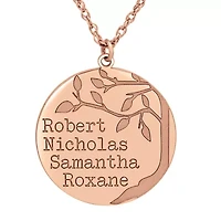 Personalized Womens Sterling Silver Family Tree Name Pendant Necklace