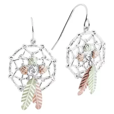 Black Hills Gold Womens Sterling Silver Dream Catcher Drop Earrings