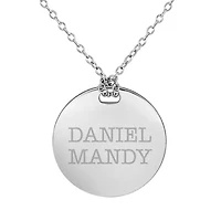 Personalized Sterling Silver 19mm Round Couple's Name Pendant Necklace