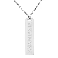 Personalized Sterling Silver Roman Numeral Date Bar Necklace