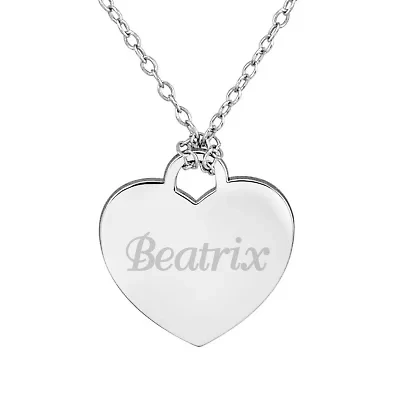Personalized Sterling Silver Name Heart Pendant Necklace