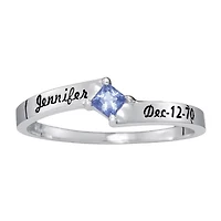 Personalized Womens Simulated Sterling Silver Square Stackable Ring