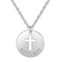 Personalized Womens 24K Gold Over Silver Cross Name Pendant Necklace