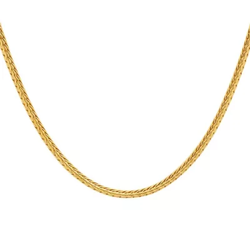 Steeltime Mens 18K Gold Over Stainless Steel Hypoallergenic 24 Inch Wheat Chain Necklace