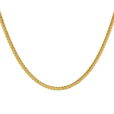 Steeltime Mens 18K Gold Over Stainless Steel Hypoallergenic 24 Inch Wheat Chain Necklace