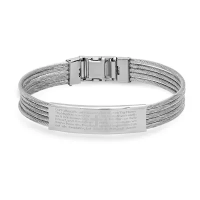 Steeltime Lord'S Prayer Mens Stainless Steel Hypoallergenic Id Bracelet