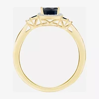 Genuine Gemstone & 1/7 CT. T.W. Diamond 10K Gold Oval Cocktail Ring